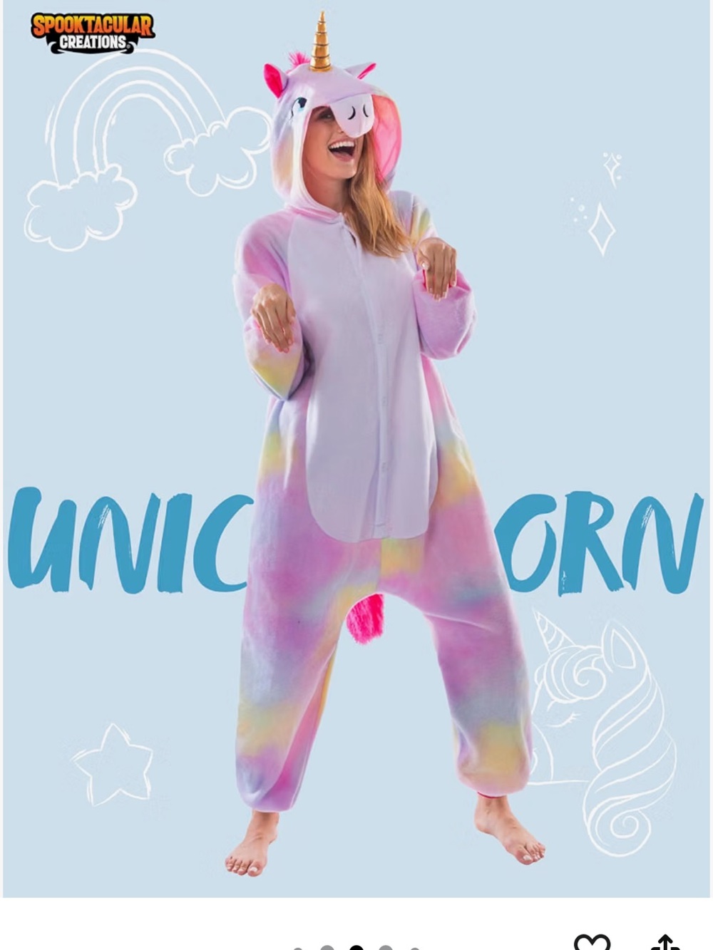 Spirit Pastel Rainbow Unicorn Onesie Pajama - Pink, Yellow, Blue